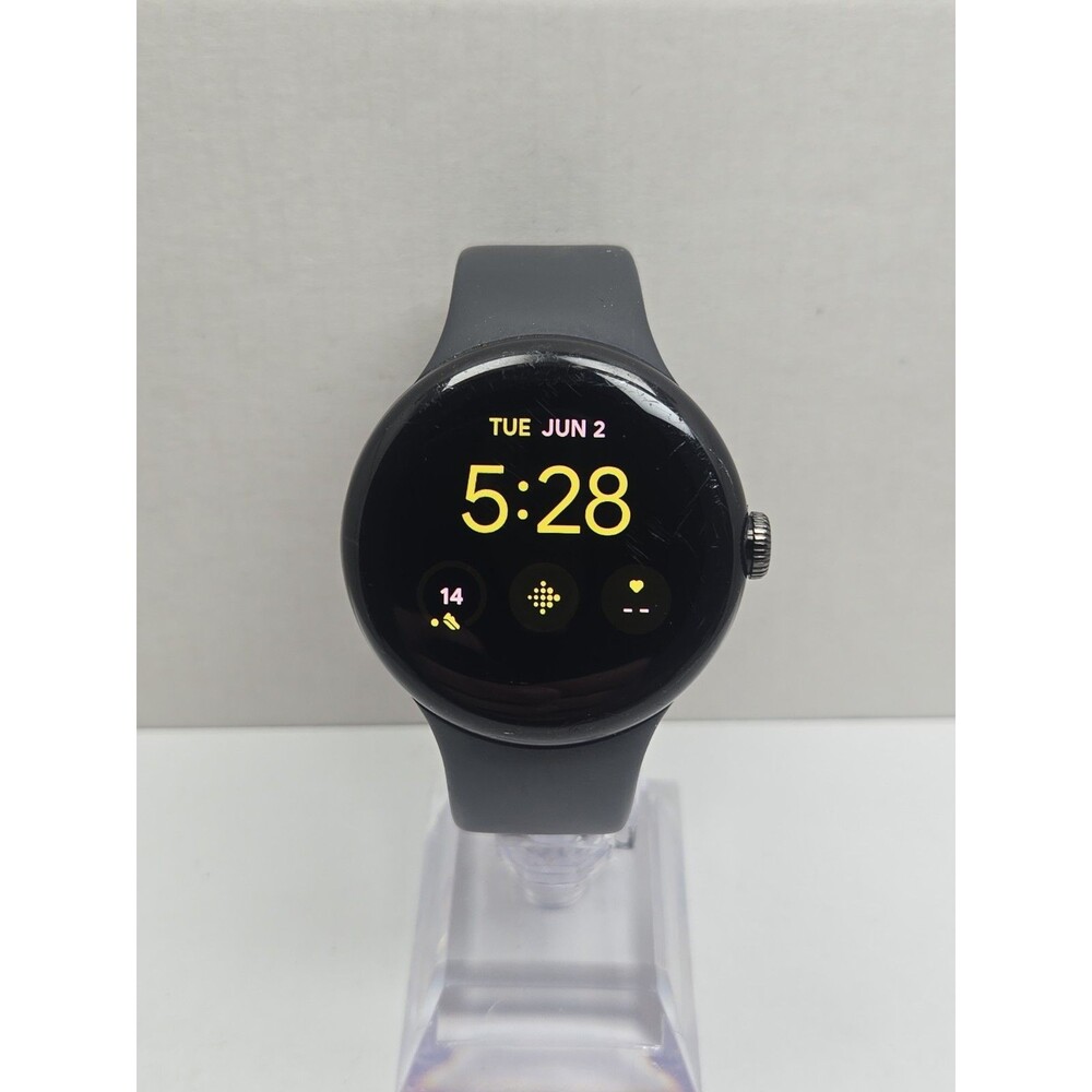Google Pixel Watch 1st Gen GWT9R LTE 4G Black Smartwatch Fitbit Tested - Read